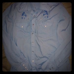 Embroidered western style rockabilly shirt